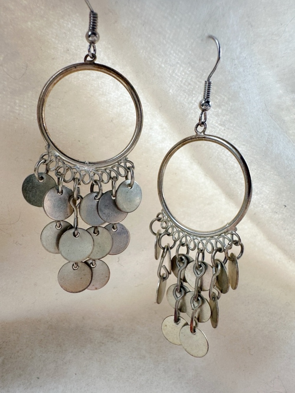 Gold and Silver Disc Chandelier Hoop Earrings - Women Jewelry